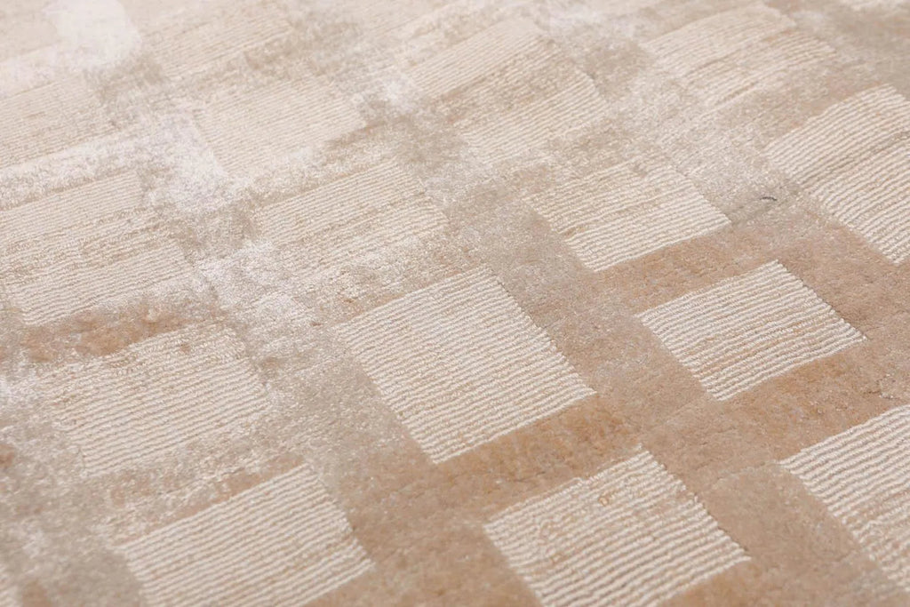3' x 5' Handmade Modern 100% Viscose Loop & Cut Pile Area Rug Tan