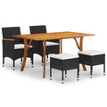 vidaXL 5 Piece Patio Dining Set Black