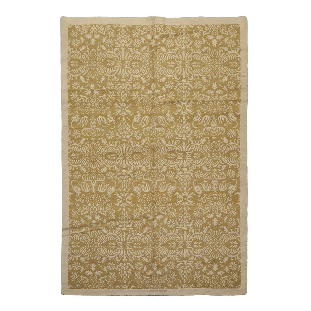 5’11” x 8’10" Lapchi Hand Knotted Wool & Silk Loop Pile Fandago Tibetan Area Rug